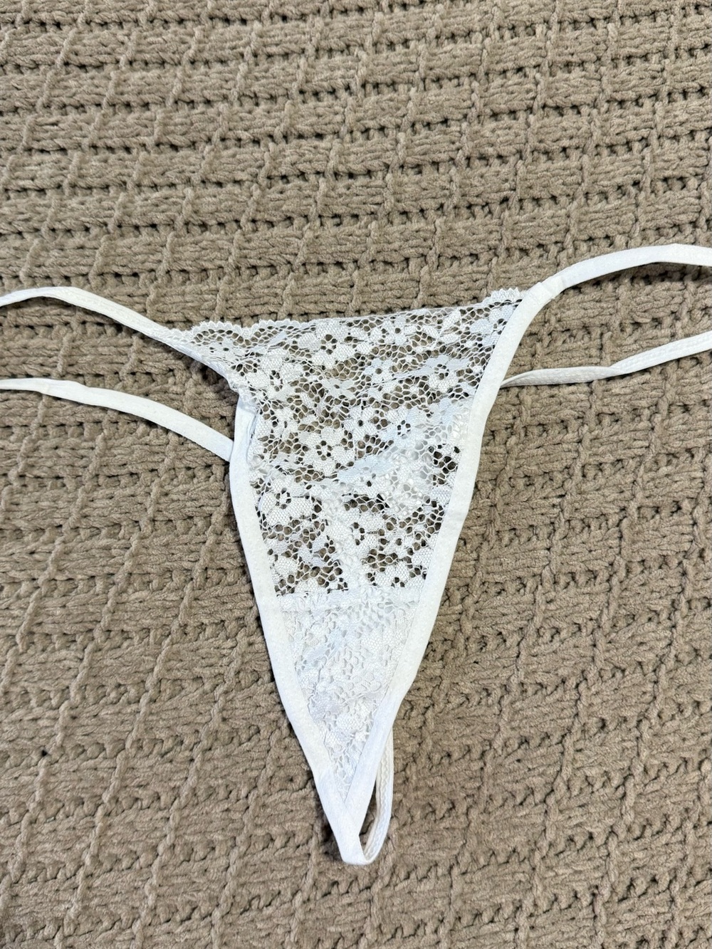 Delicate White Lace G-String Panty